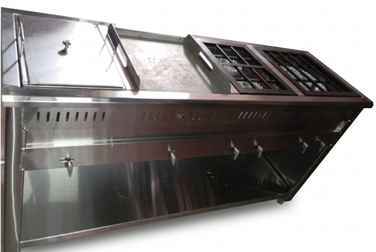 ESTUFA INDUSTRIAL CON PLANCHA Y FREIDOR